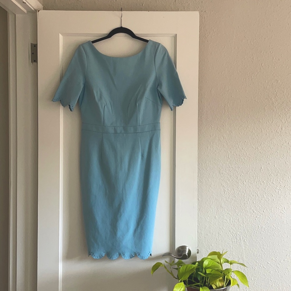 NWT Boden Light Blue Emma Ponte Boat Neck Midi Dress